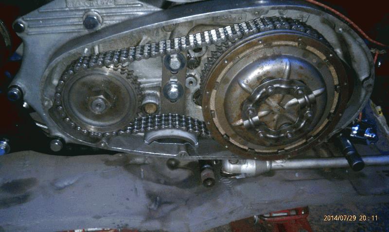 Tensioner and clutch in.