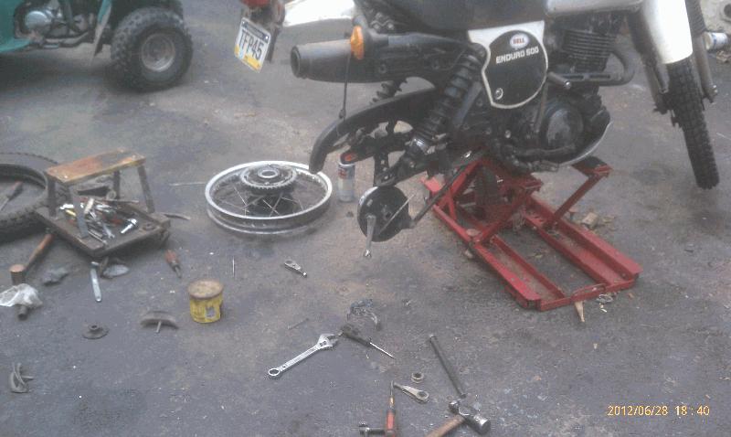 Rear Wheel off, let the cleaning begin!