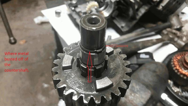 Where the clip busted out the shaft.
